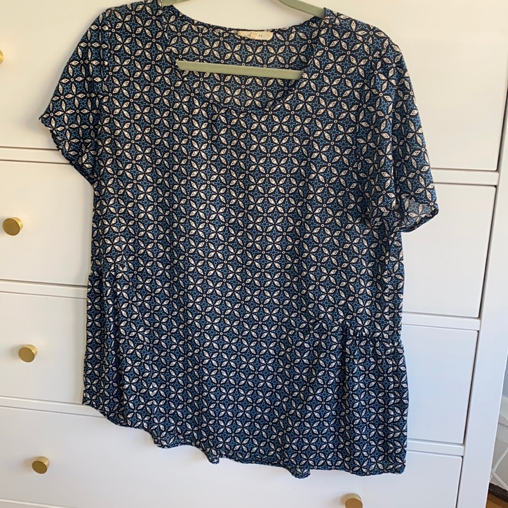 Pleione blue patterned top